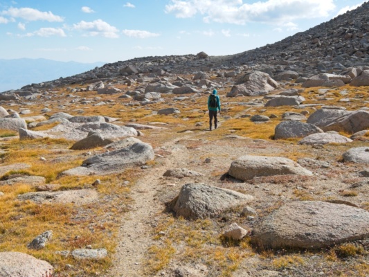 Craig strolls down the trail below Lamarck Col lamarck col