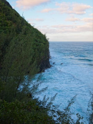 Heavy surf covers Hanakapiai Beach kalalau trail