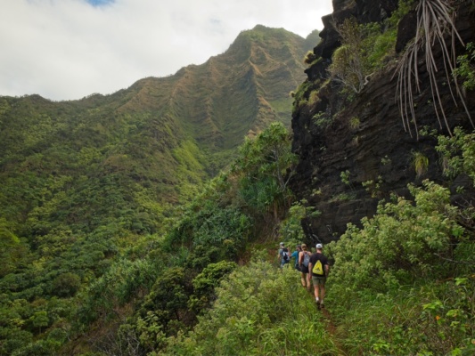 We make our way back to the trailhead so that we can catch the shuttle kalalau trail