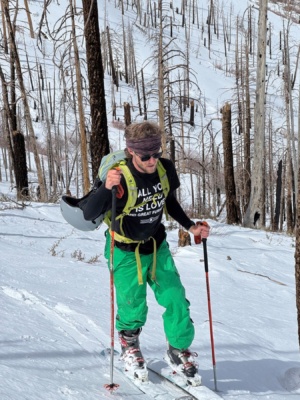 Brian skins through the burned forest alto diablo