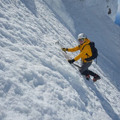 Jack working his way up the steepest part of the climb mount hood