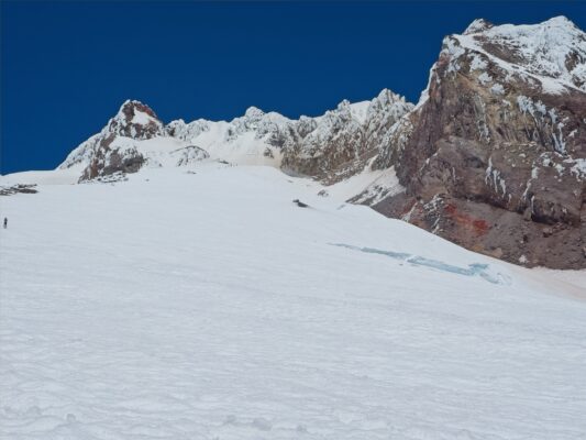 Looking up at Devil's Kitchen from the south slopes of Mount Hood mount hood