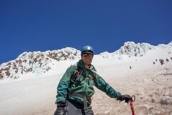 I'm happy to be past the steepest, iciest sections of the climb; photo credit: Jack mount hood