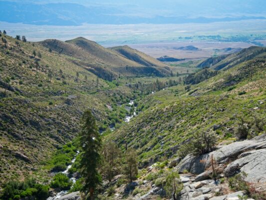 The lower end of the canyon, with Independence in sight! baxter pass trail