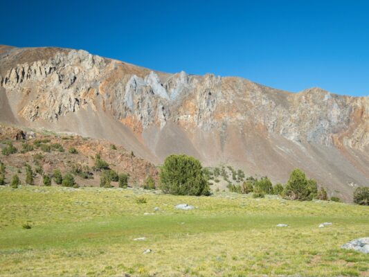 Colorful rock bands on the flanks of Mount Wood mount wood