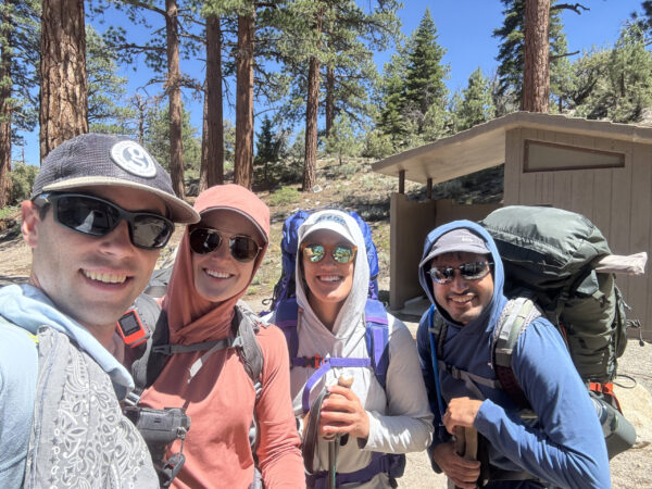 Myself, Shannon, Kenza, and CK at the trailhead bloody canyon trail