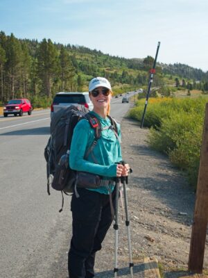 We're at Tahoe Meadows and Shannon is psyched to get started! tahoe rim trail