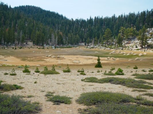 One of the Twin "Lakes," now a dry meadow tahoe rim trail