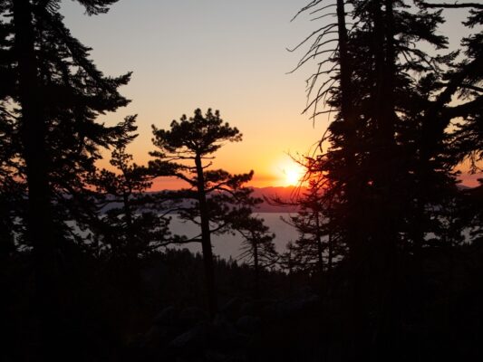 Sunset from our campsite on the ridge tahoe rim trail