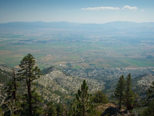 We're back on the Nevada side of the ridge, looking out at farmland tahoe rim trail