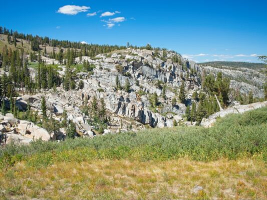 After hiking through dark conglomerate all morning, it's fun to return to the shiny granite tahoe rim trail