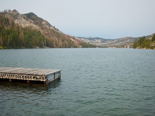 We start our hike at the Echo Lake dam (and docks) tahoe rim trail