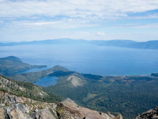 A sweeping view of Lake Tahoe from Mount Tallac tahoe rim trail
