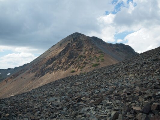 We set out across the rocks toward Dicks Peak dicks peak