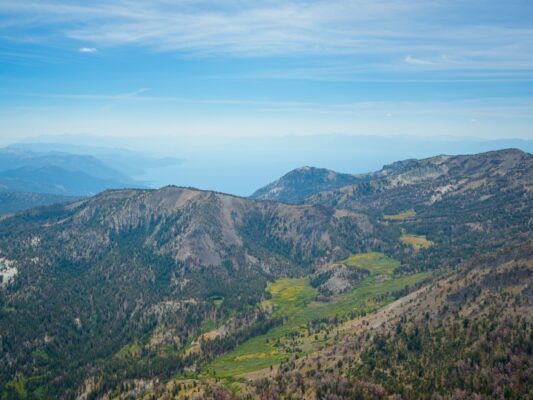 We're treated to a great view of the meadows and Lake Tahoe from Mount Rose mount rose