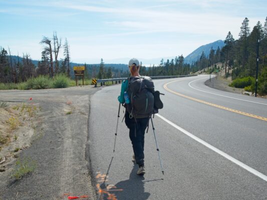 We cross the highway at Mount Rose Summit tahoe rim trail