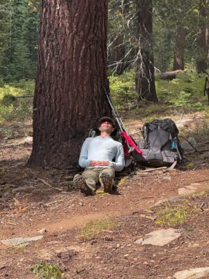 I relax next to the trail - Photo credit: Shannon tahoe rim trail