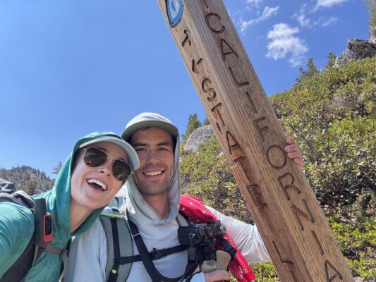 We cross the border into California. Photo credit: Shannon tahoe rim trail