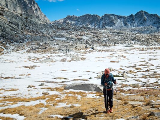 Shannon treks across the upper Dusy Basin dusy basin