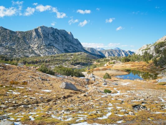 Descending back toward Saddlerock Lake from Bishop Pass bishop pass trail