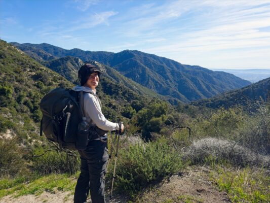 Once we reach the top of the ridge, we get great views of the city stretching all the way out to the ocean! gabrielino trail