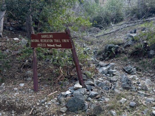 The trail sign has seen better days gabrielino trail