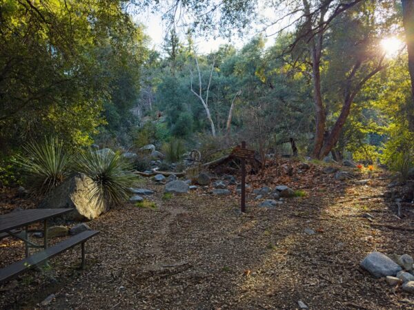 Beautiful afternoon light at West Fork Trail Camp gabrielino trail