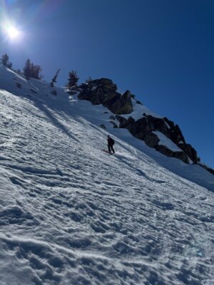 I ski down the crunchy below Horse Ridge - photo credit: Roland ostrander ski hut