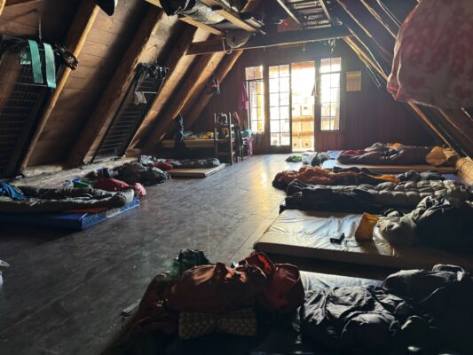 The upper loft of the Ostrander Ski Hut - photo credit: Roland ostrander ski hut
