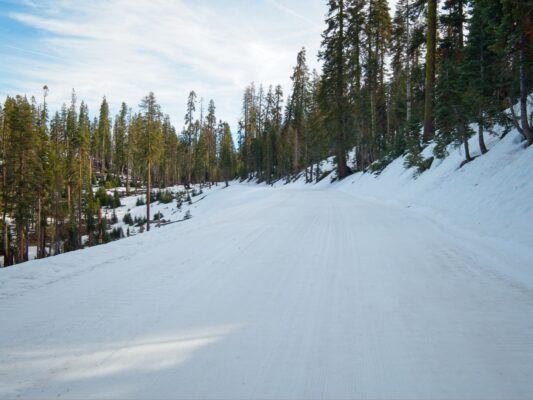 The Glacier Point Road is groomed from the Badger Pass Ski Area glacier point road