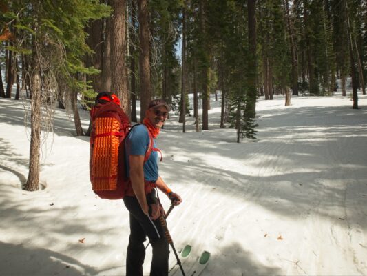 Roland on the Horizon Ridge route to the Ostrander Ski Hut ostrander ski hut