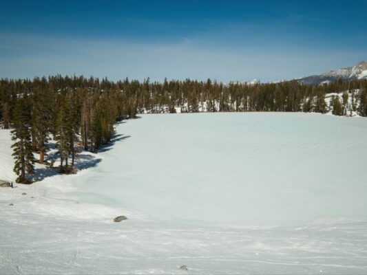 We ski down to Ostrander Lake ostrander ski hut