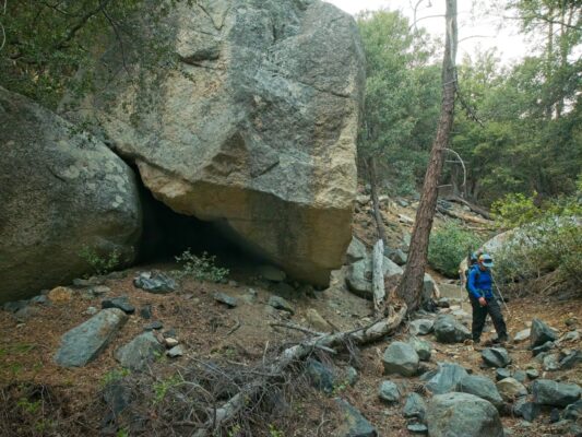 As we hike down the canyon, we stroll past a massive boulder owens peak